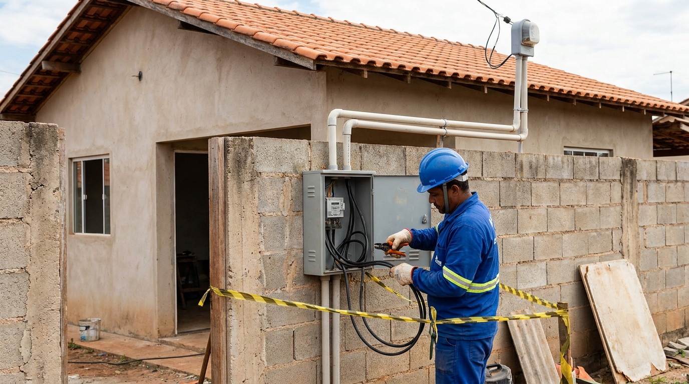 Eletricista instalando padrao de energia em Palhoça‑SC