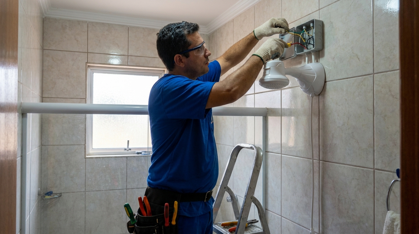 Instalacao de chuveiro eletrico profissional em Palhoça‑SC