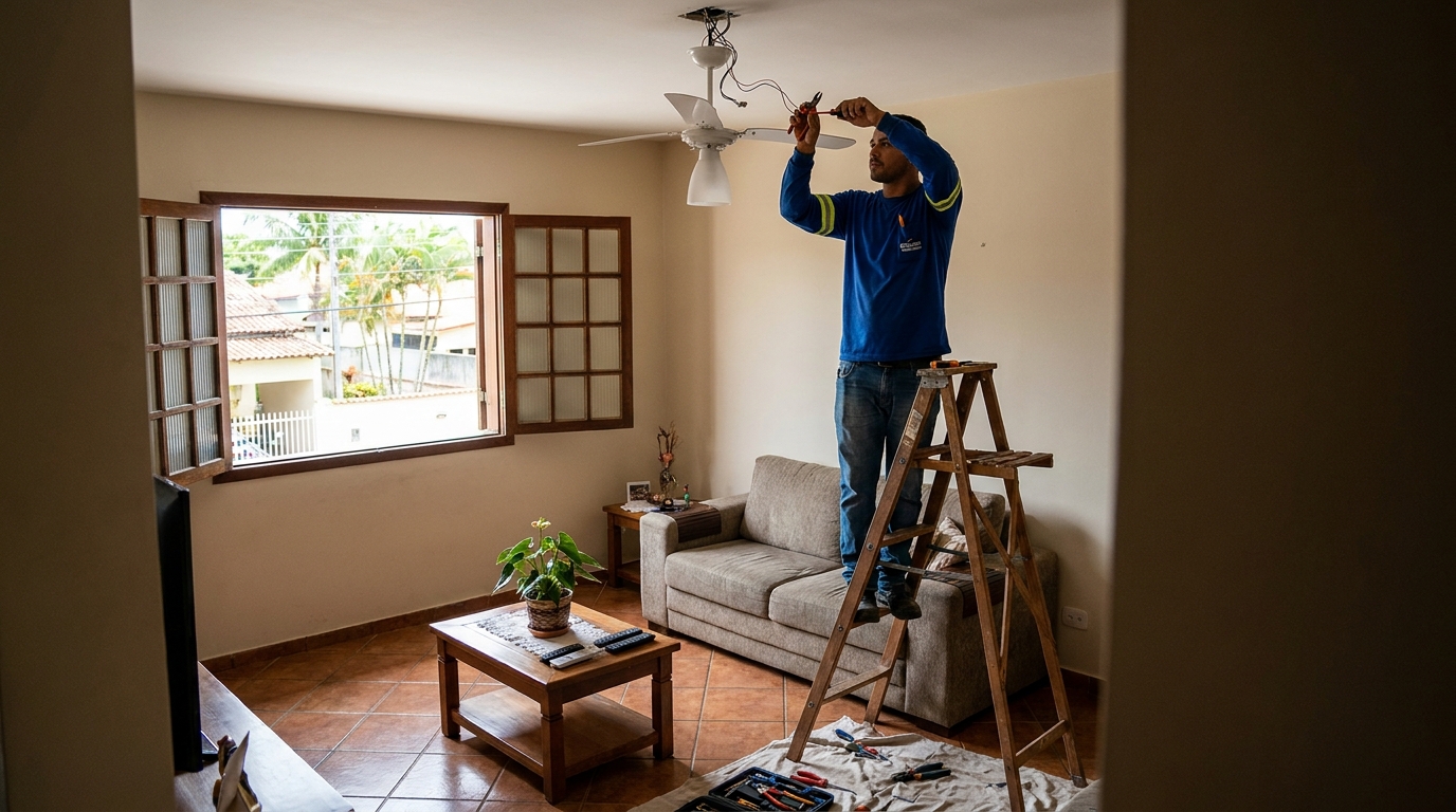 Instalacao de ventilador de teto profissional em Palhoça‑SC
